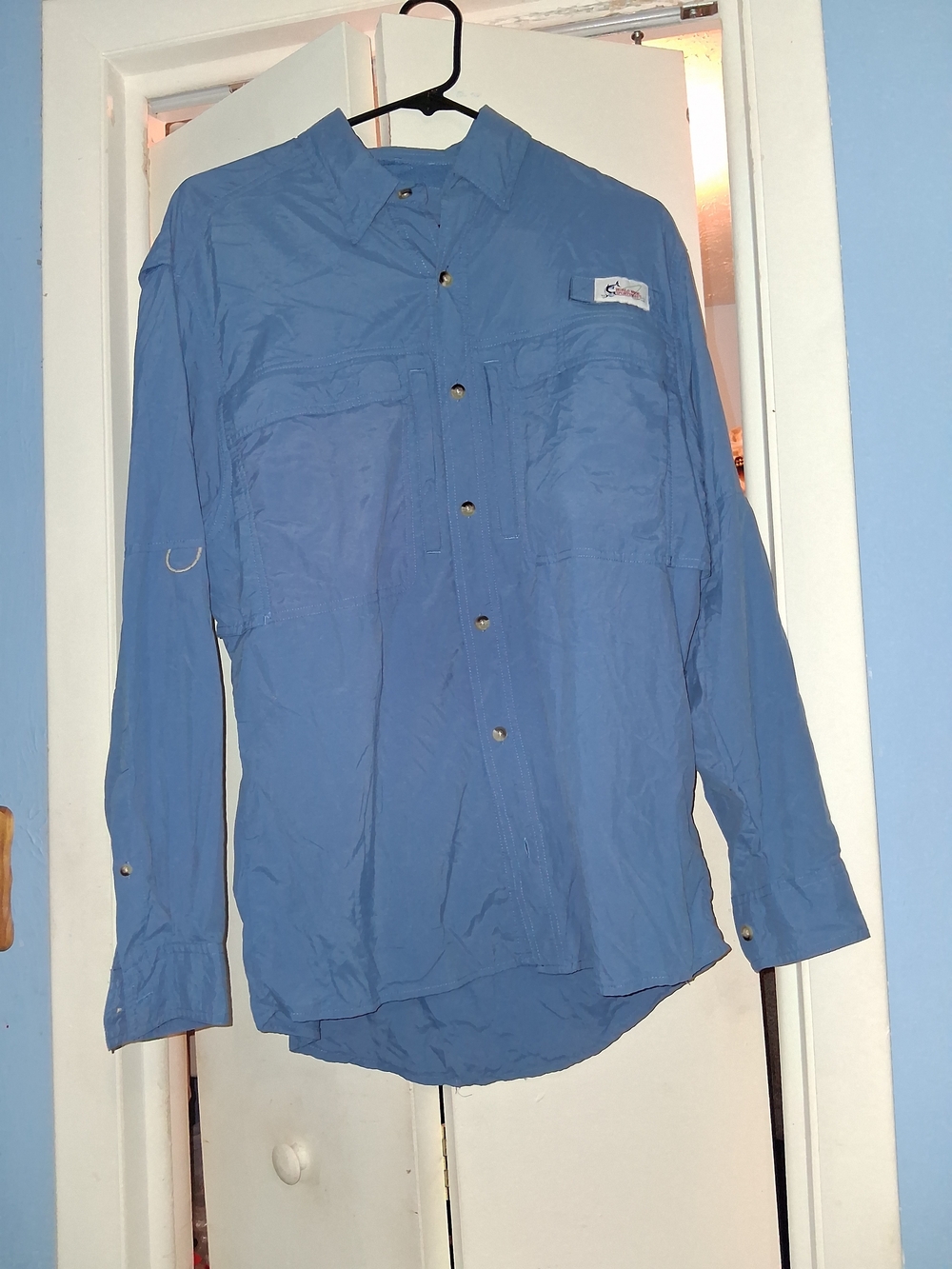 💙 NWOT Mens WWS Sky Blue Lightweight Button-Front Top Long Sleeved Lightweight - Picture 5 of 5